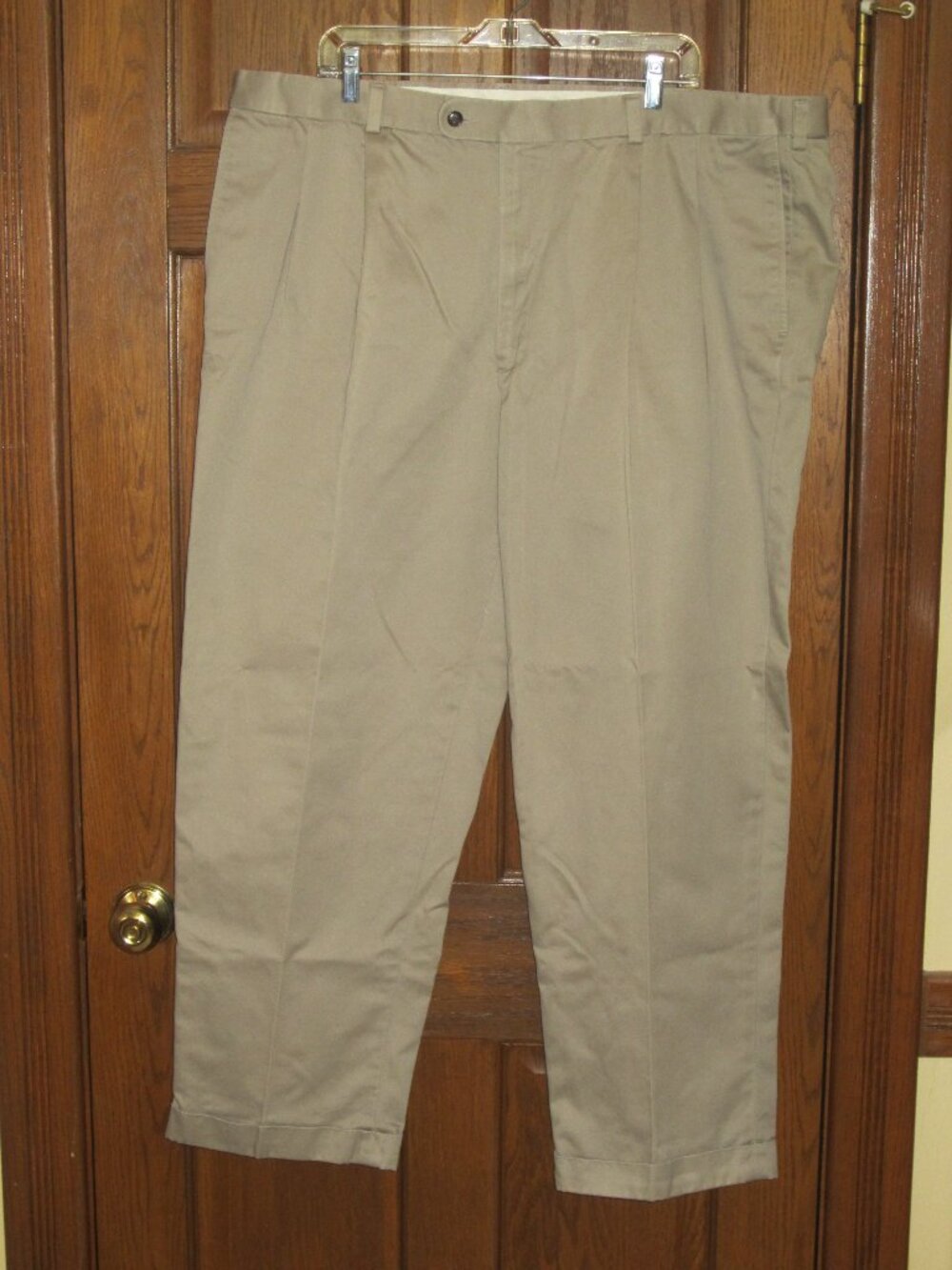 Joseph & Feiss Khaki Beige Pleated Front Cuffed Hem Pants - Size 44 X 30